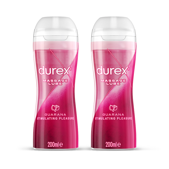 Durex UK Lube 400ml Durex 2 in 1 Stimulating Guarana Massage Water Based Lube