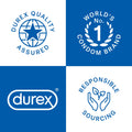 Durex quality assured; World's No. 1 condom brand; responsible sourcing