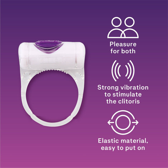 Pleasure for both; strong vibration to stimulate the clitoris, elastic material easy to put on